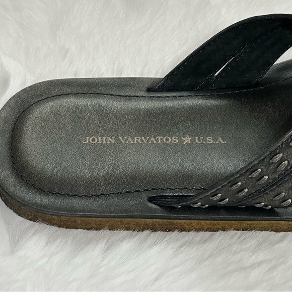 John Varvatos Thong Sandals Star USA Tobago Stitched Leather Slip Ons Slides Box - Picture 8 of 15